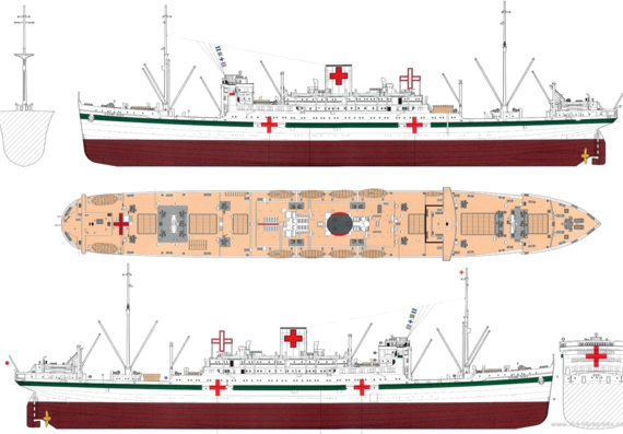 Корабль IJN Hikawa Maru [Hospital Ship] (1944) - чертежи, габариты, рисунки